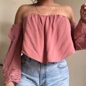 Pink-dusty rose -mauve crop blouse